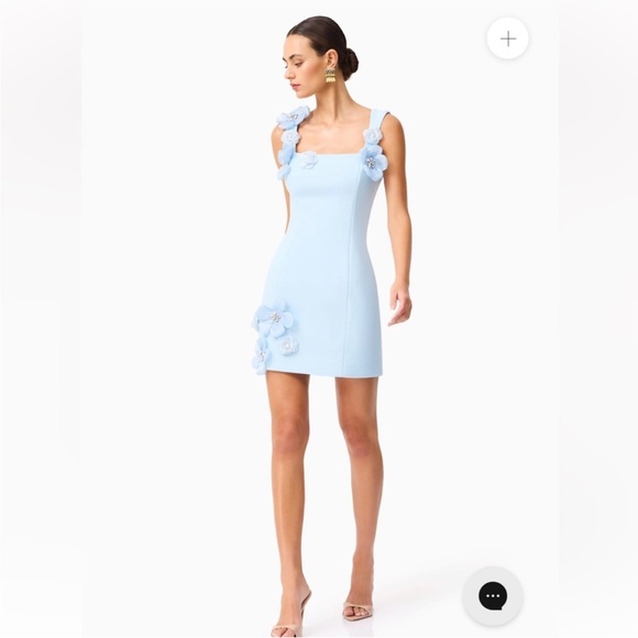 elliatt chantelle blue 3d floral applique fitted mini dress size large NEW NWT - Picture 3 of 13